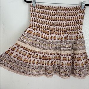 Bell by Alicia Bell Mandy Smocked Waist Mini Skirt - Buta (Flower) Motif Print